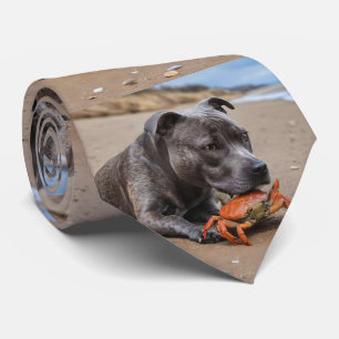 Staffy Is Friends With A Beach Crab,  Tie