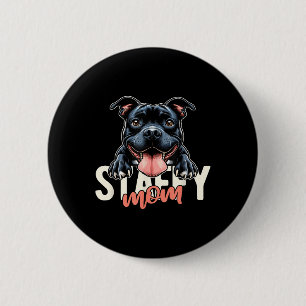 Staffy Mom Staffordshire Bull Terrier Dog Tattoo F 2 Inch Round Button