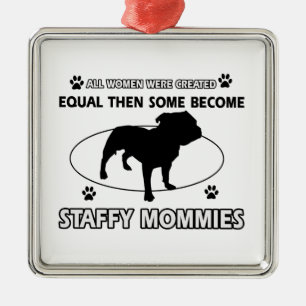 staffy mommy designs metal ornament