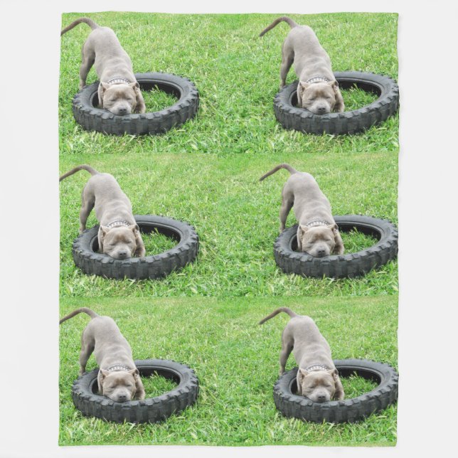 Staffy Playtime Large Fleece Blanket. Blanket (Front)