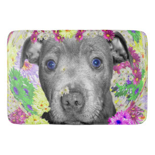 Staffy Puppy Daisy Face, Memory Foam Bath Mat, Mat