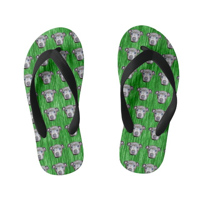 Staffy Puppy Face, Kid's Flip Flops (Footbed)