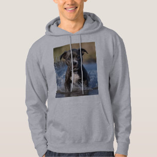 Staffy Puppy Splashing In The Sea, Hoodie