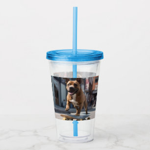 Staffy Skateboarder,  Acrylic Tumbler
