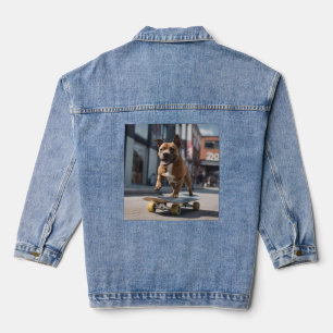 Staffy Skateboarder, Denim Jacket