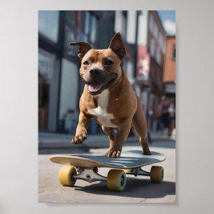 Staffy Skateboarder,  Poster