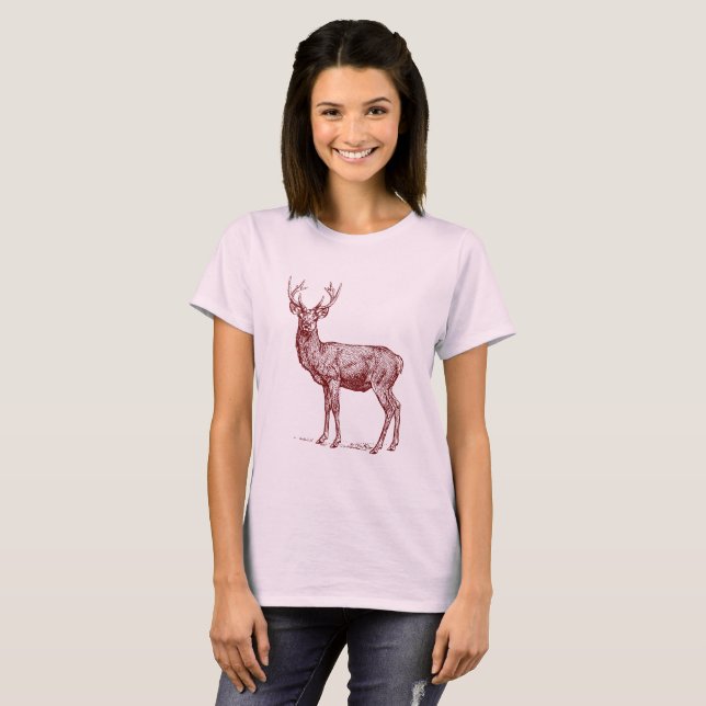 Stag 02 - Dark Red T-Shirt (Front Full)