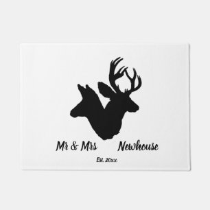 Stag and Doe Silhouette, Add name and date Doormat