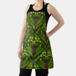 Stag beetle and ferns, green leaves apron