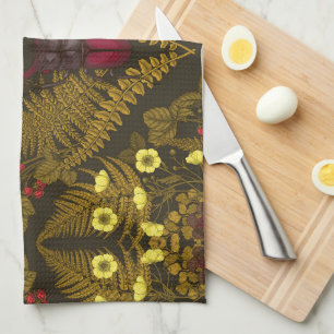 Stag beetle and ferns kitchen towel