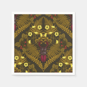 Stag beetle and ferns napkin
