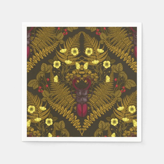 Stag beetle and ferns napkin (Front)