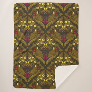 Stag beetle and ferns sherpa blanket