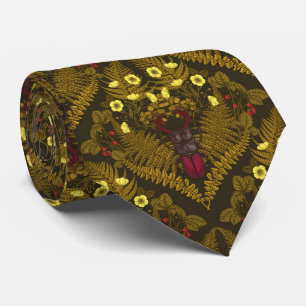 Stag beetle and ferns tie