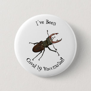 Stag beetle cartoon illustration 2 inch round button