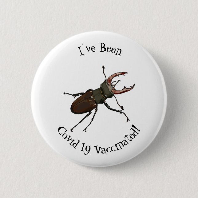 Stag beetle cartoon illustration 2 inch round button (Front)