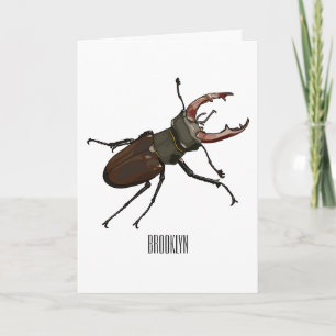 Stag beetle cartoon illustration card