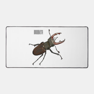 Stag beetle cartoon illustration desk mat