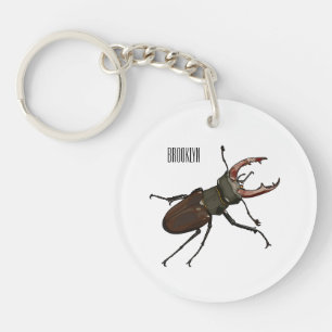 Stag beetle cartoon illustration keychain