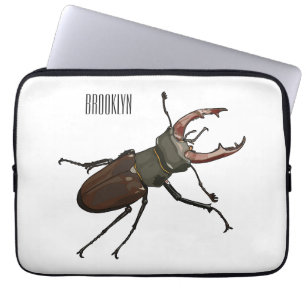 Stag beetle cartoon illustration laptop sleeve