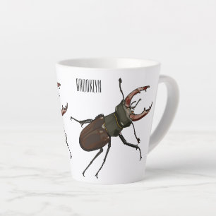 Stag beetle cartoon illustration latte mug