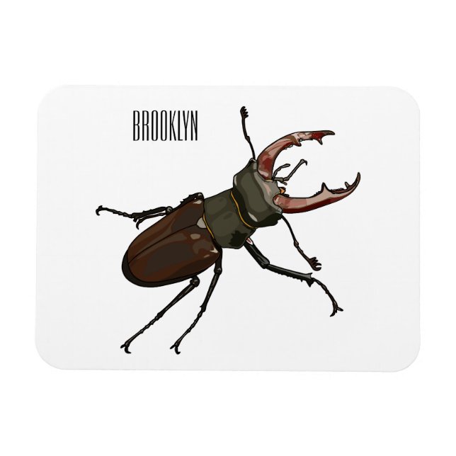 Stag beetle cartoon illustration magnet (Horizontal)