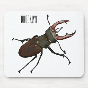 Stag beetle cartoon illustration mouse pad