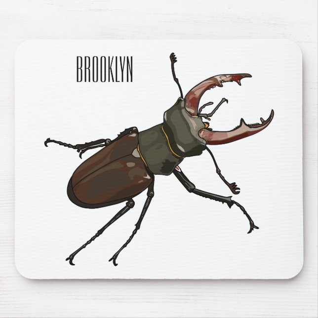 Stag beetle cartoon illustration mouse pad (Front)