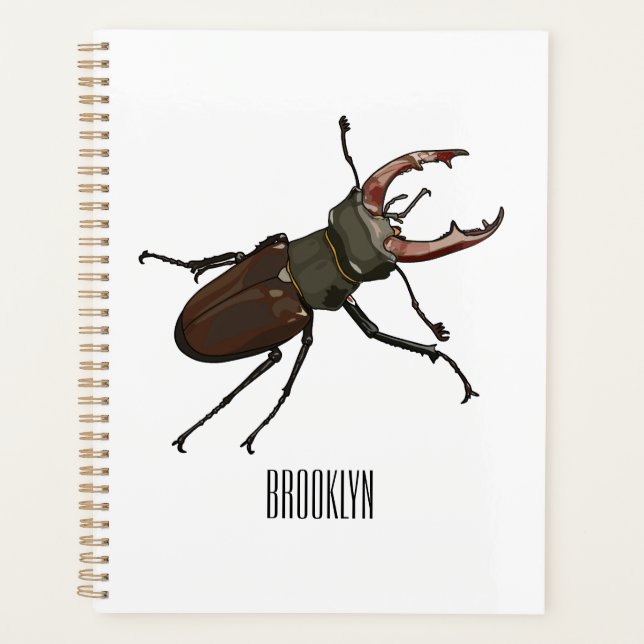 Stag beetle cartoon illustration planner (Front)