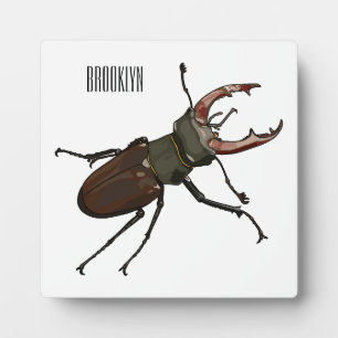 Stag beetle cartoon illustration plaque
