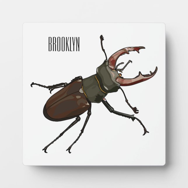 Stag beetle cartoon illustration plaque (Front)