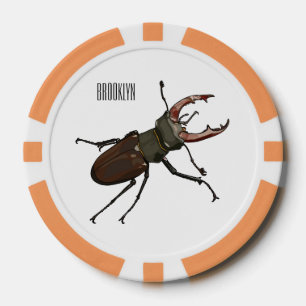 Stag beetle cartoon illustration poker chips