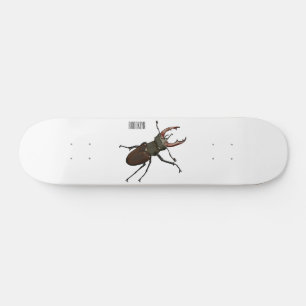 Stag beetle cartoon illustration skateboard