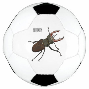 Stag beetle cartoon illustration soccer ball