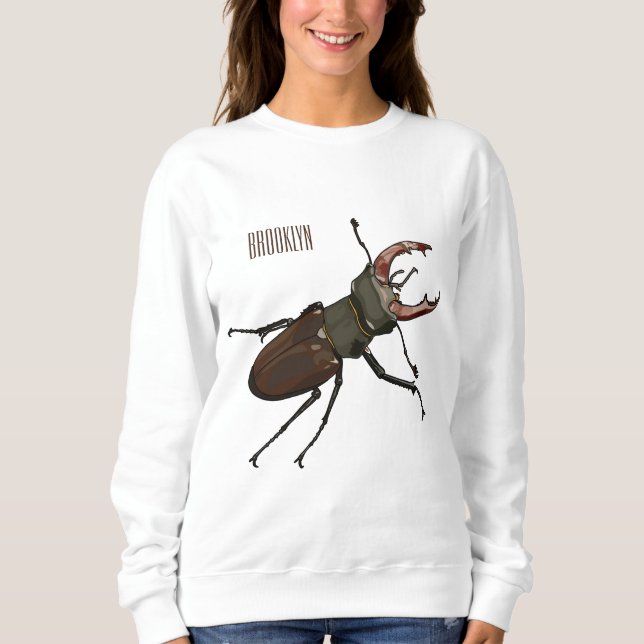 Stag beetle cartoon illustration sweatshirt (Front)