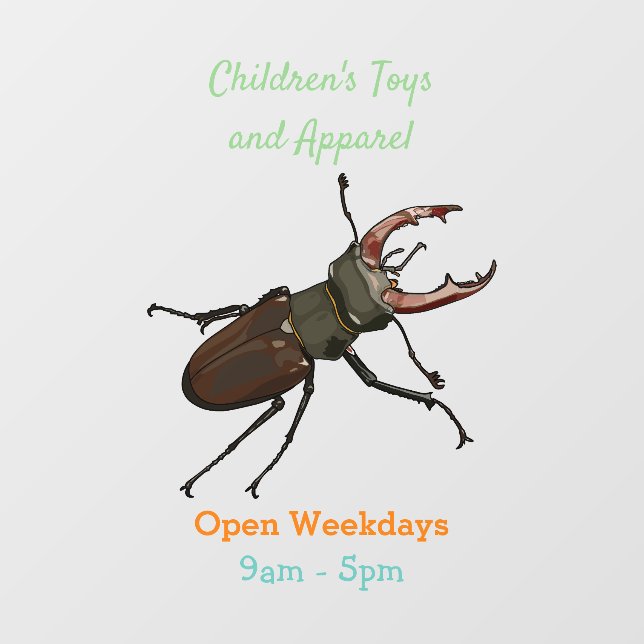 Stag beetle cartoon illustration window cling (Sheet)