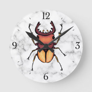 Stag Beetle Insect Art Entomology Round Clock