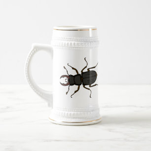 Stag beetle insect illustration beer stein