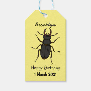 Stag beetle insect illustration gift tags