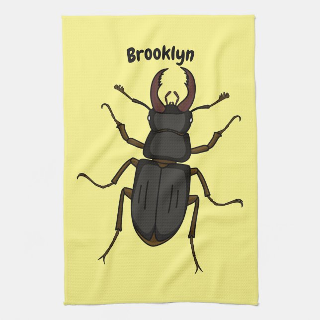 Stag beetle insect illustration  kitchen towel (Vertical)