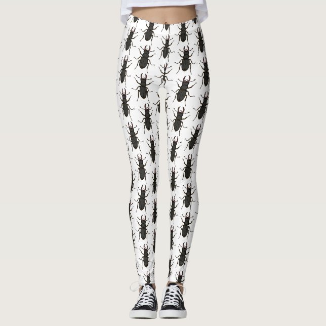 Stag beetle insect illustration leggings (Front)
