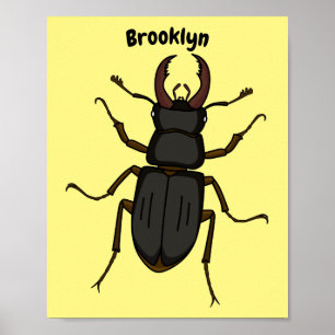 Stag beetle insect illustration poster