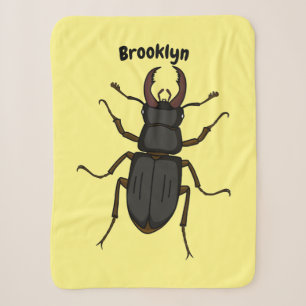 Stag beetle insect illustration sherpa blanket