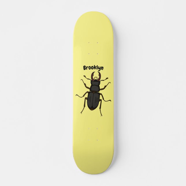 Stag beetle insect illustration skateboard (Front)