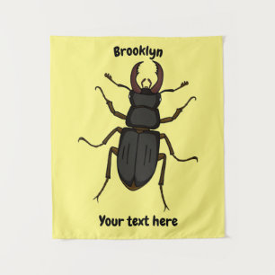 Stag beetle insect illustration tapestry