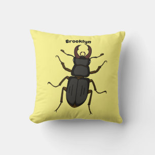 Stag beetle insect illustration throw pillow