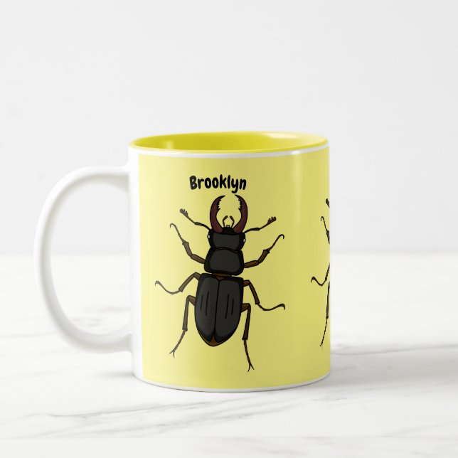 Stag beetle insect illustration Two-Tone coffee mug (Left)