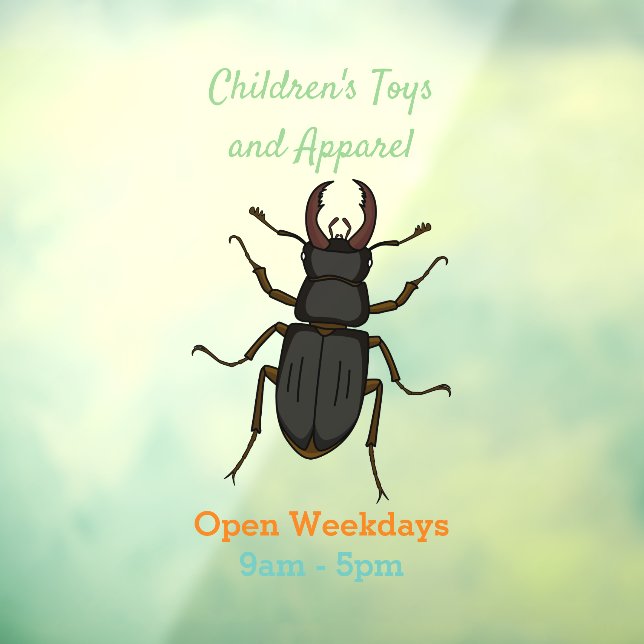 Stag beetle insect illustration window cling (Sheet 3)