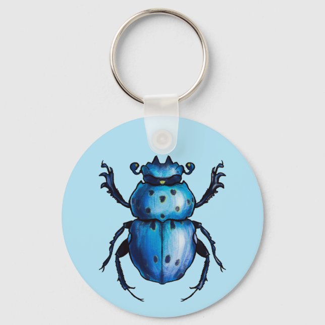 Stag Beetle QR Code Insect Art Entomology Keychain (Front)
