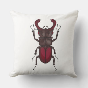 Stag beetle throw pillow